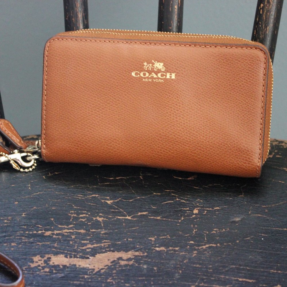 Coach Double Zip Wallet with Wrist Strap